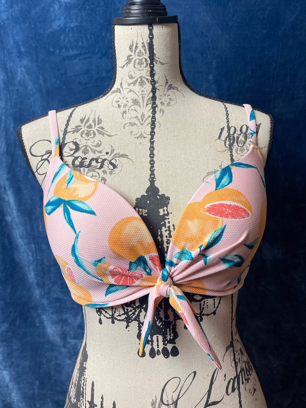 Pink Citrus Tie-Front Bikini Top